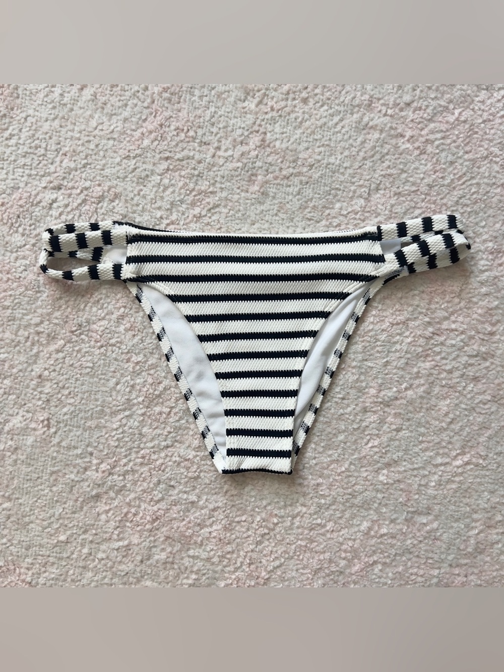 Abercrombie & Fitch Black and White Striped Bikini Bottom